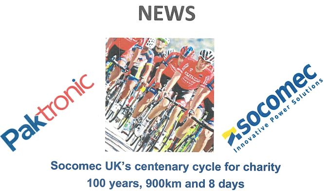 Paktronic Support SOCOMEC’s Centenary Cycle Ride for Charity